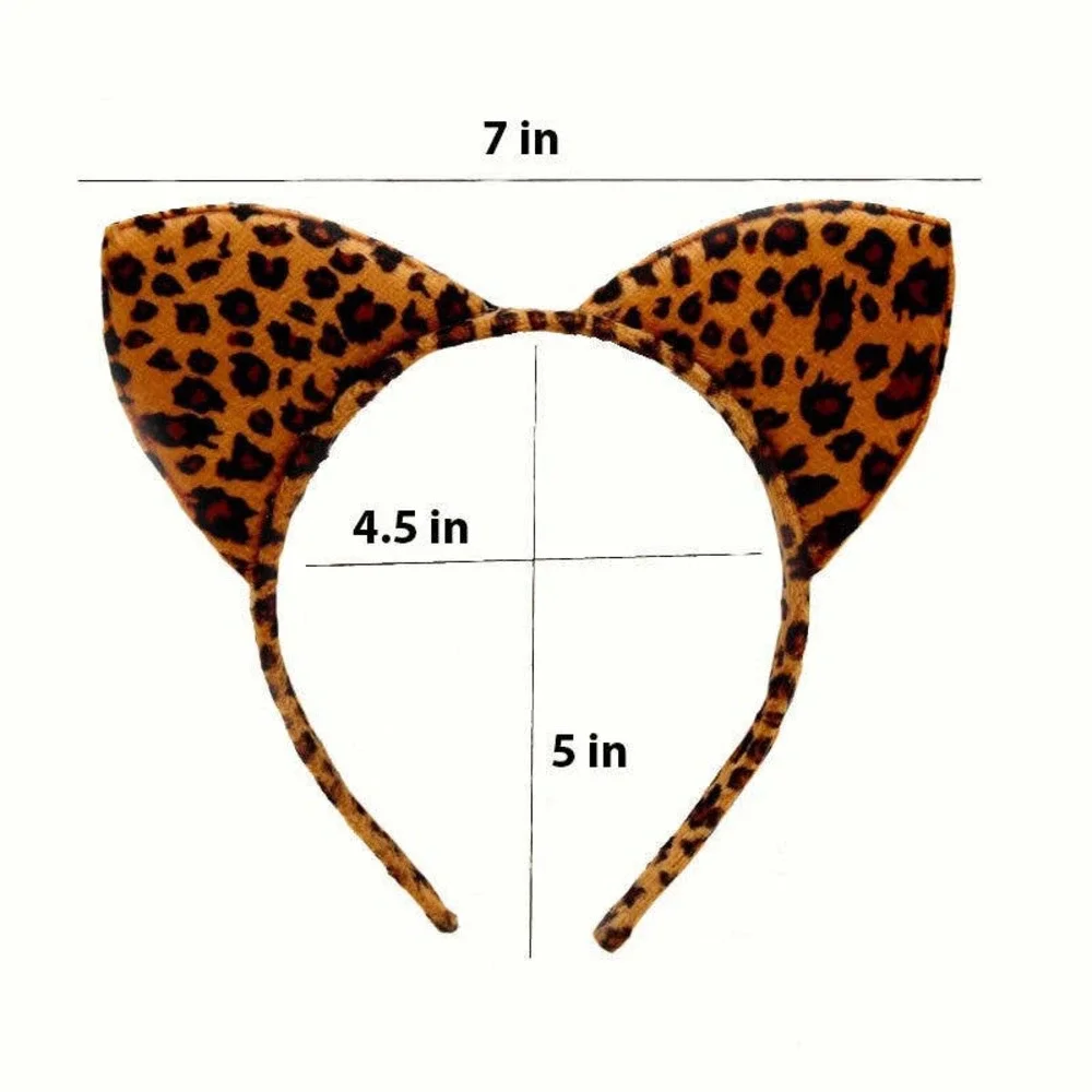 Leopard Cat Ears Headband Soft Brown Cloth Hair Accessory LE-01
